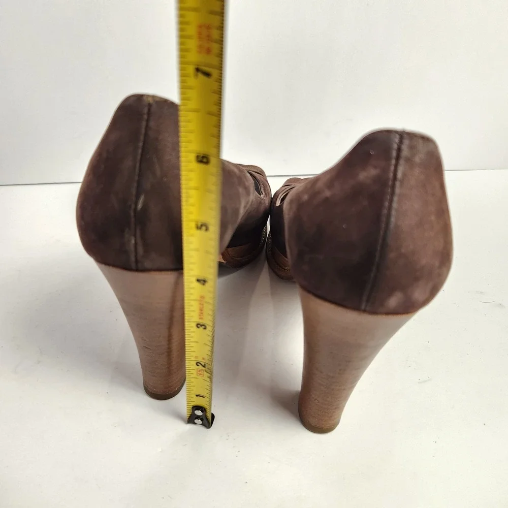 Michael Kors Women's Open Toe Brown Suede High Heel Pumps‎ Size 7.5M